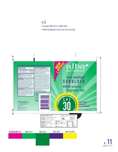 Image Of Tube Label (Alba Sunblock Mineral Ff Spf 30)